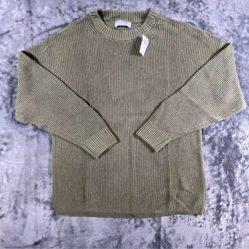 Old Navy Womens Olive Green Shaker Stitch Crew Neck Pullover Sweater Large NWT